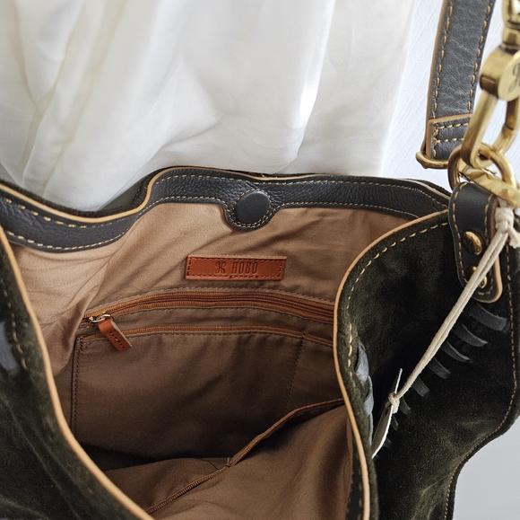 COPY - NWT Hobo Pier Suede Shoulder crossbody Bag Purse Dark Green Herb Whip st… - Picture 8 of 9